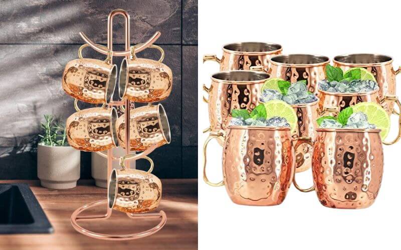 Kitchen Science Stainless Steel Lined Copper Mugs Set of 8